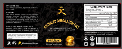 Advanced Omega 3 Wild Caught Fish Oils (30 Servings)